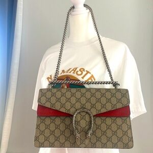 GG Supreme Monogram Small Dionysus Shoulder Bag Red